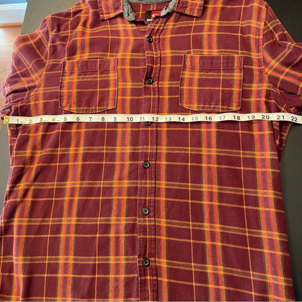 Quicksilver Red Brown Orange Flannel Button Down … - image 6